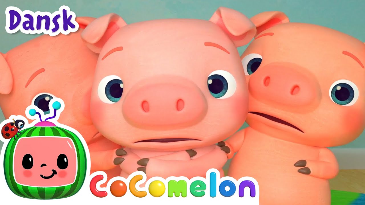 Tre grise små | Three Little Pigs | klassiske børnerim | CoComelon Dansk