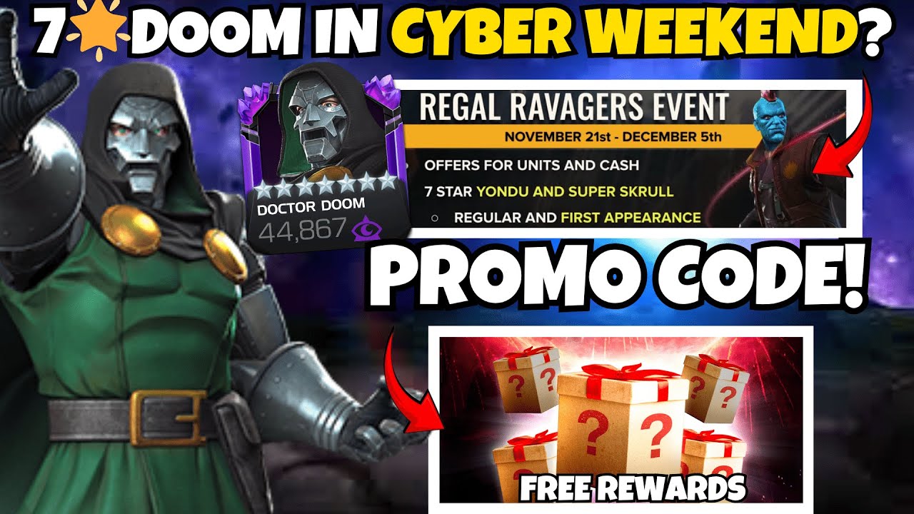 7⭐ DOCTOR DOOM COMING?! CYBER WEEKEND PROMO CODE + FREE TITAN & GENERIC GEM | MCOC