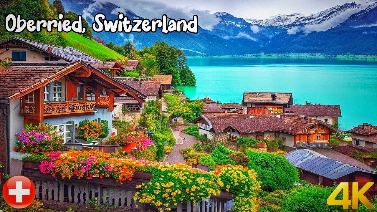 Oberried, Switzerland walk in rain 4K -  Most beautiful Swiss villages - rain ambience