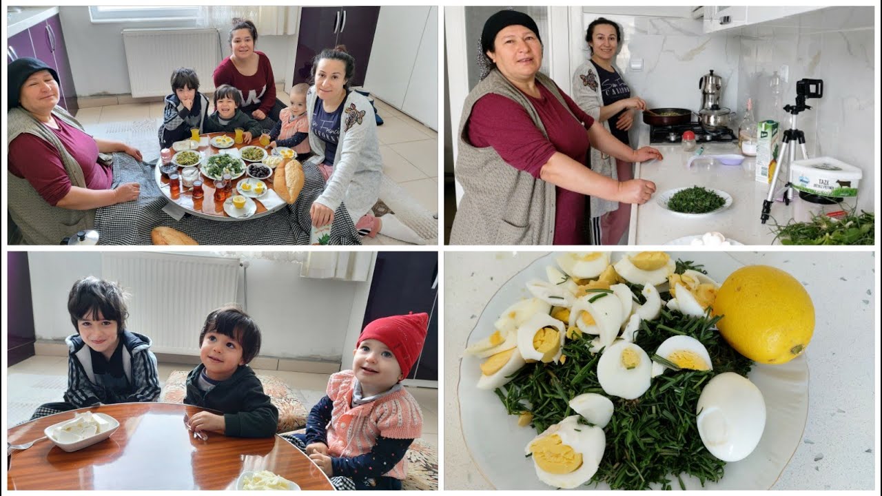 TORUNLARIM VE KIZIM GELDİ KAHVALTIDA DEDE SAKALI SALATASI YUMURTALI