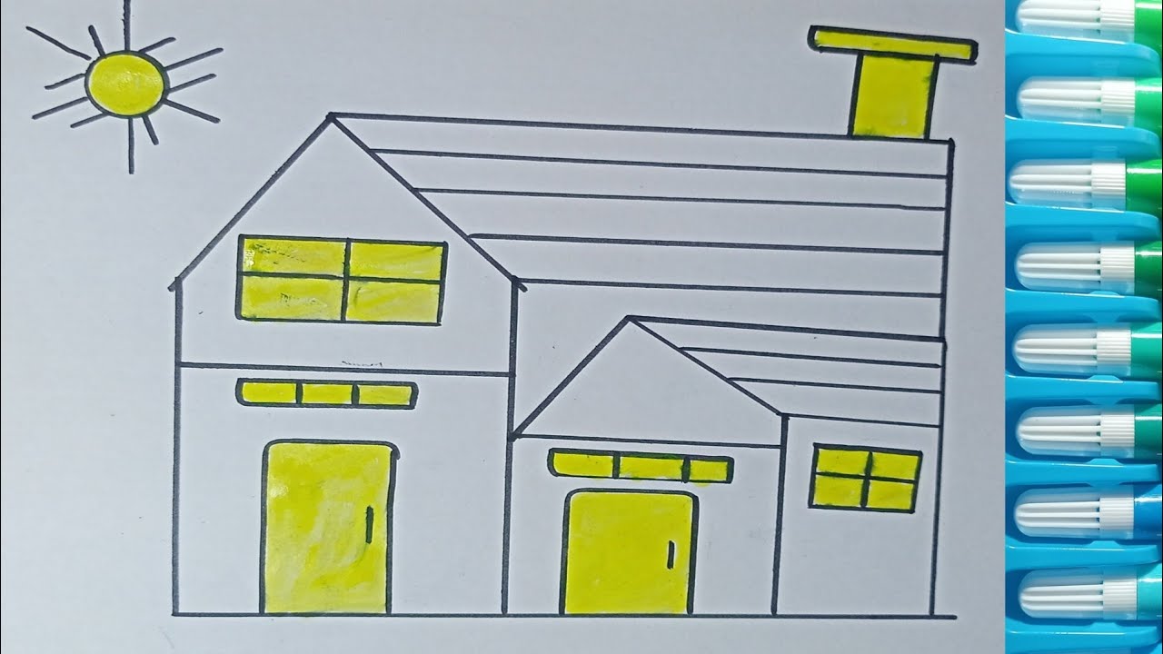 How to Draw and Color a Simple House | Drawing Tutorial for Beginners