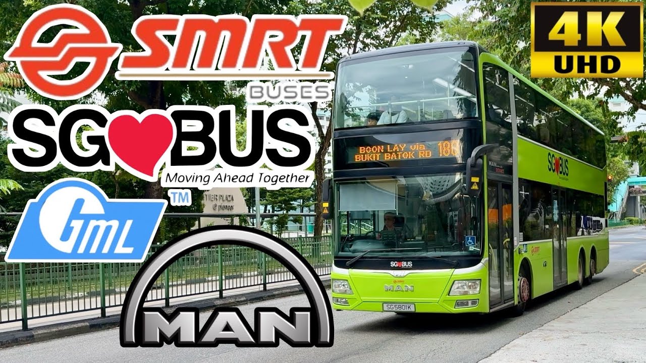 [SMRT Buses Singapore: 180 Boon Lay 文禮 to Bukit Panjang 武吉班讓 via Bukit Batok] MAN Lion's City A95