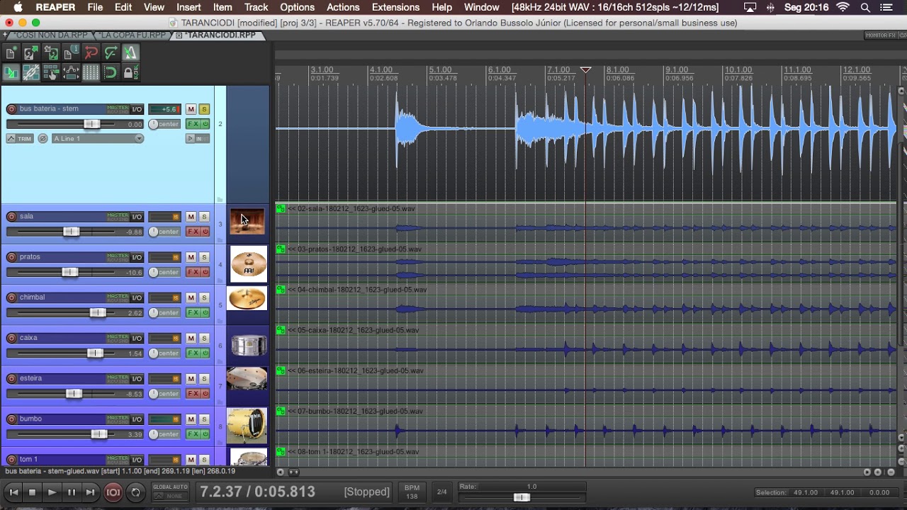 quantizando bateria acustica no Reaper (automático)