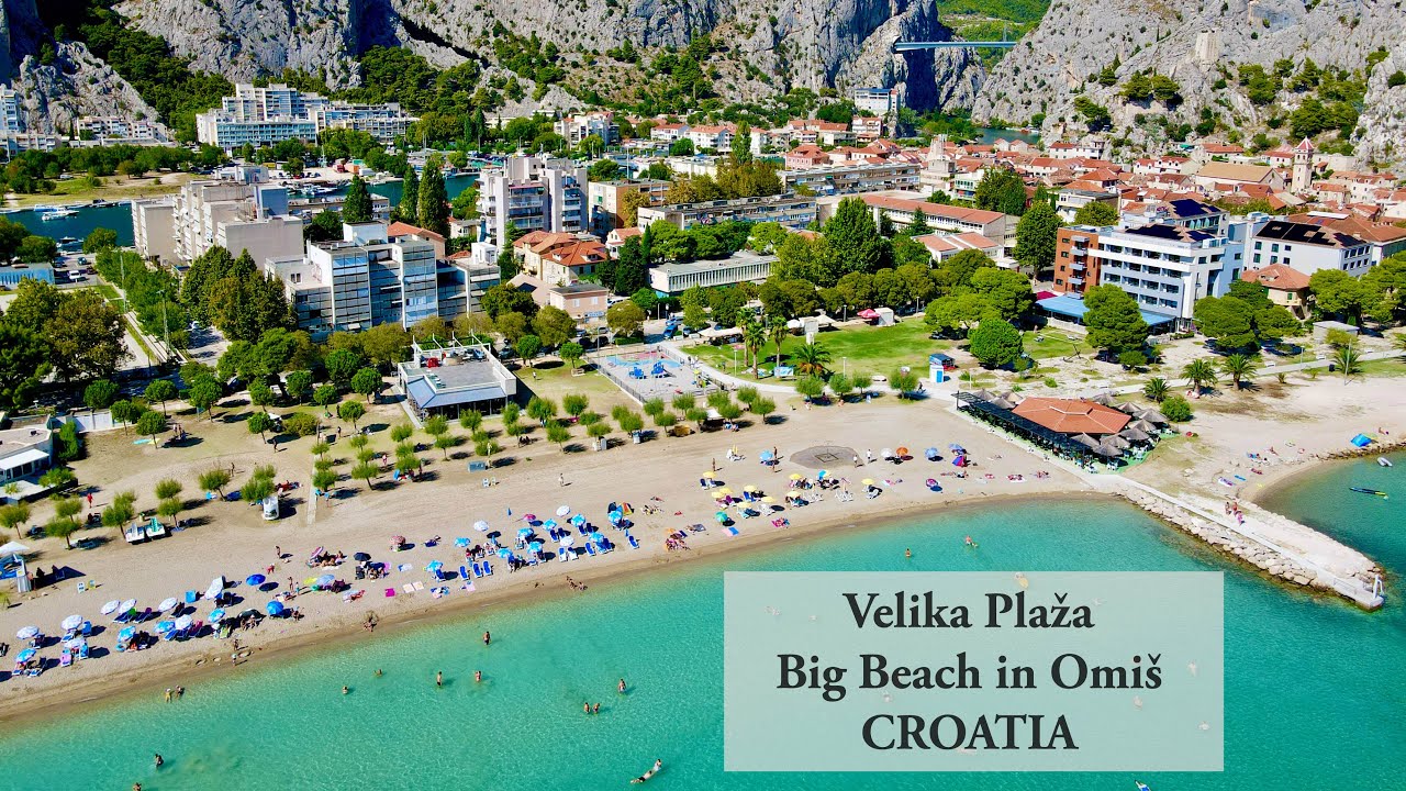 Velika Plaža (Big Beach), Omi&scaron;, Croatia - drone view (4K)