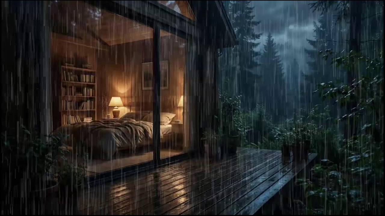 Quiet Rainy Forest Cabin 🌲 | Slow rain ambience with natural rain sounds for night relaxation
