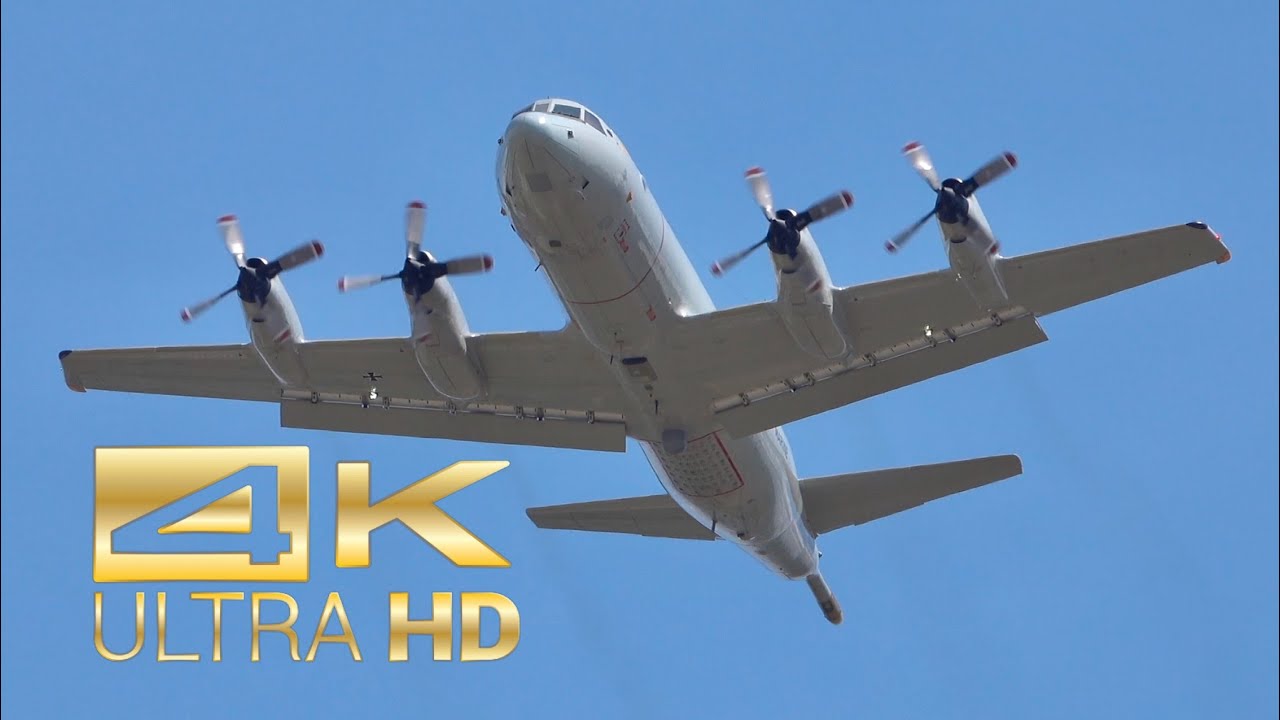 (4K) Lockheed P-3C Orion German Navy Marine 60+06 arrival at RAF Fairford RIAT 2022 AirShow