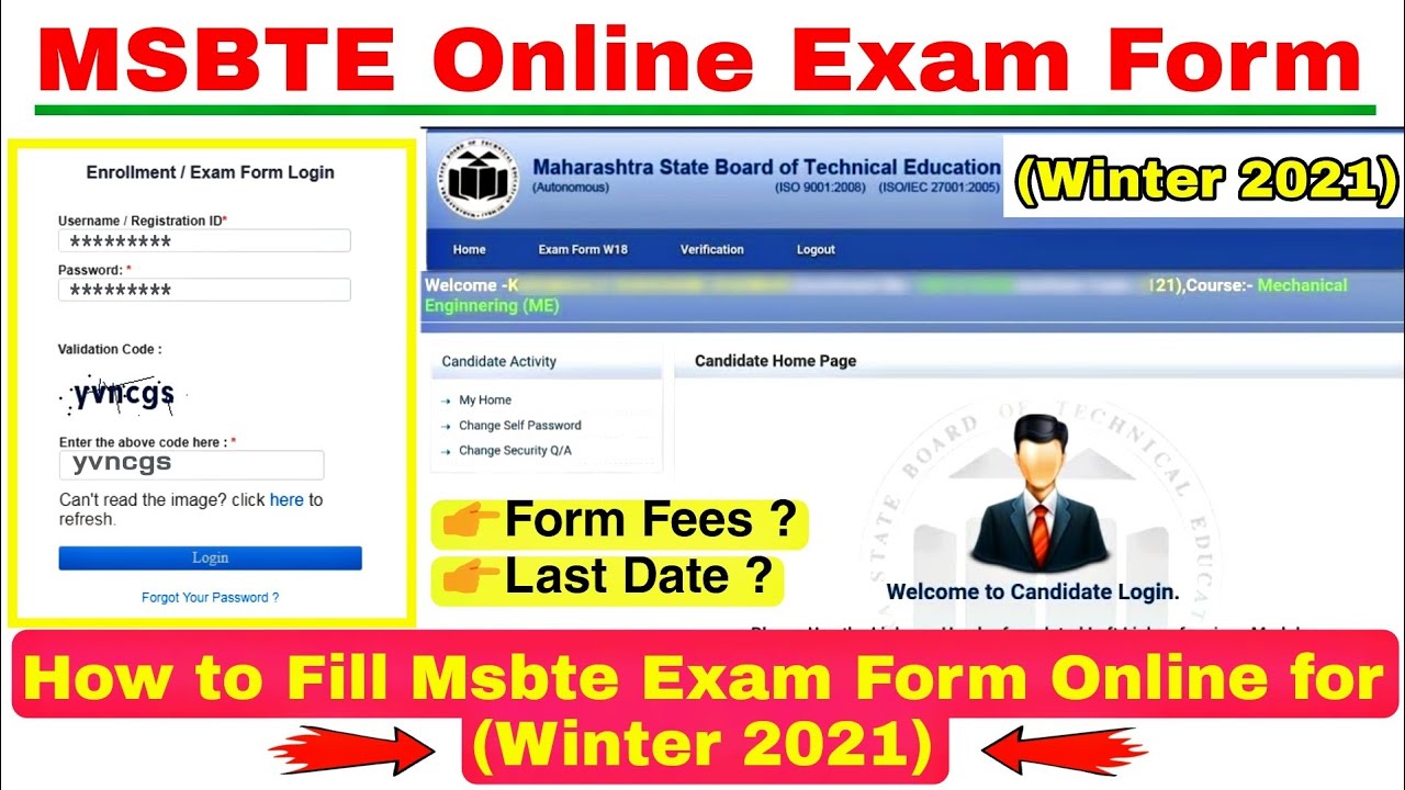 How to fill Msbte Exam Form MSBTE Winter 2021 Exam Form Filling Live Proof
