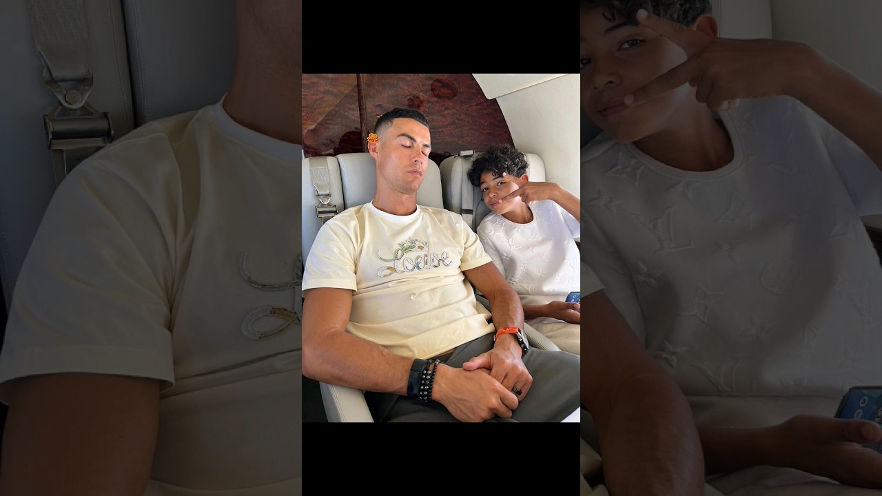 CR7 & Ronaldo Junior  in Plane 🩵💯🌎 #lifestyle #ronaldo #football #plane