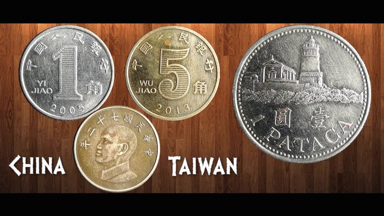 Coin collection | China & Taiwan | 4 Coins ( Yuan, Jiao & Pataca ) from 1983