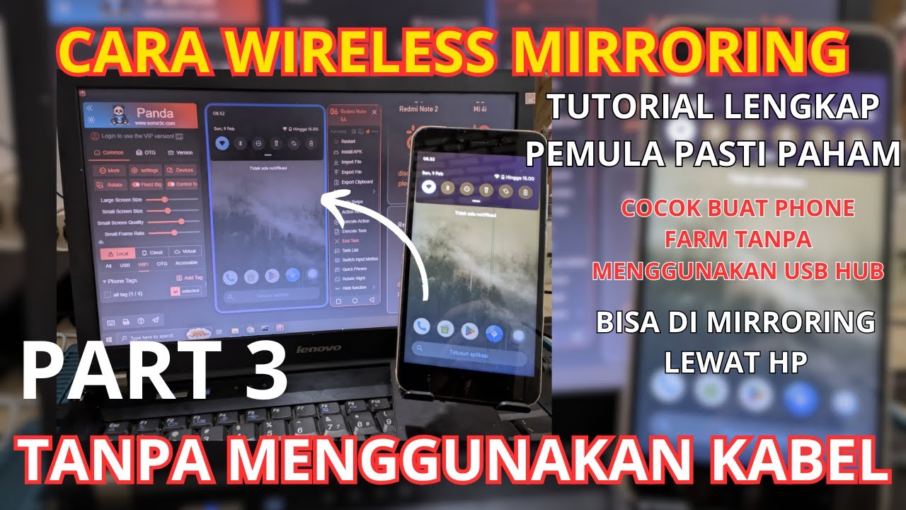 CARA MIRRORING HP ANDROID MENGGUNAKAN WIFI📶TANPA KABEL✅ | PART 3 MINING ATAU PHONE FARM