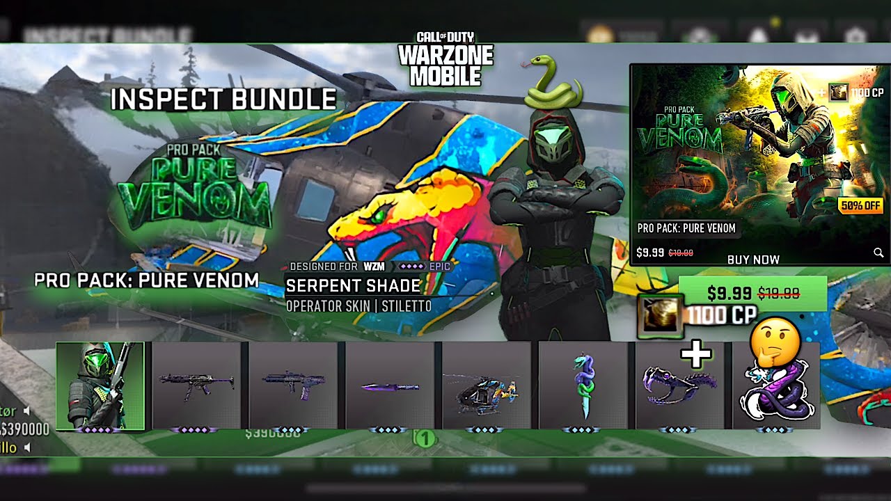 Buying The PRO PACK for $9.99 | PURE VENOM &bull; INSPECT BUNDLE | #callofdutywarzone