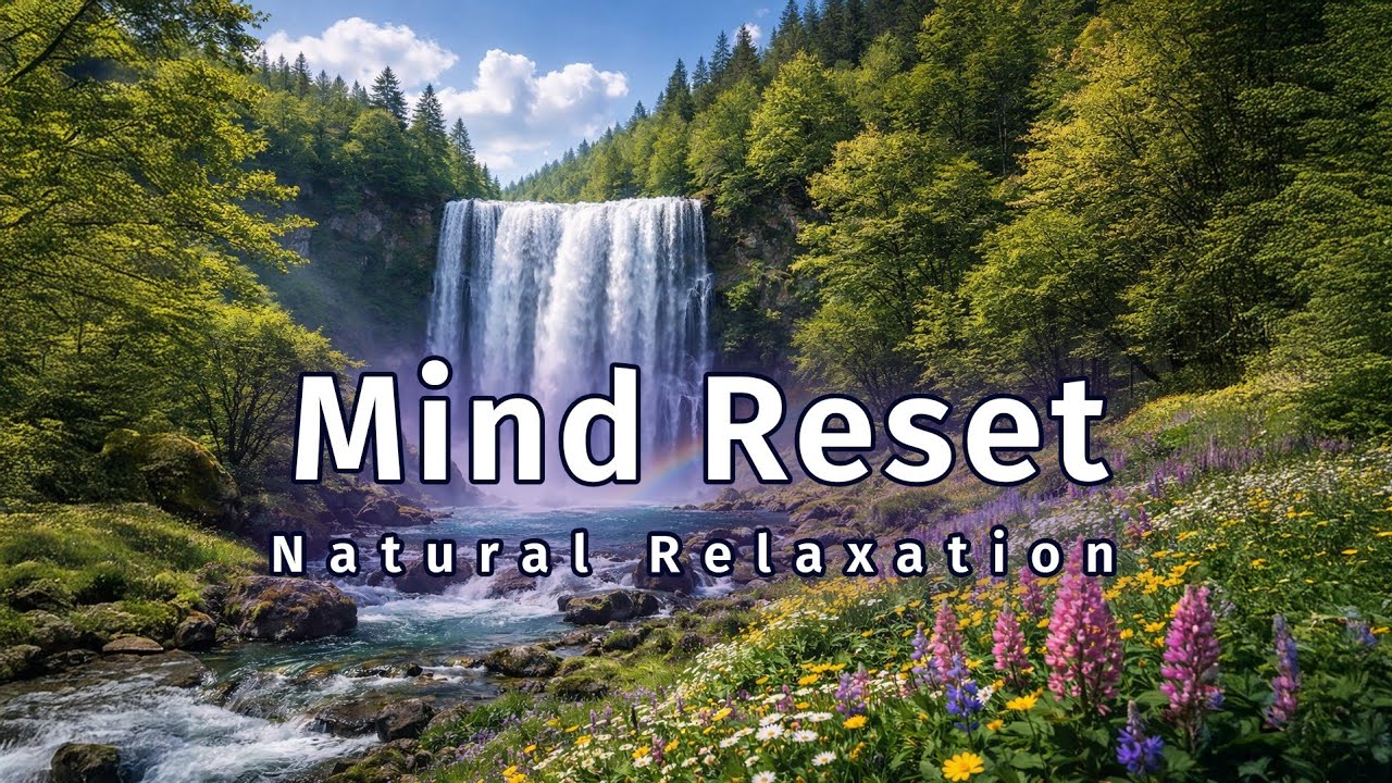 Peaceful Waterfall & Flowing River | Relaxing Nature Sounds | 5 Hours