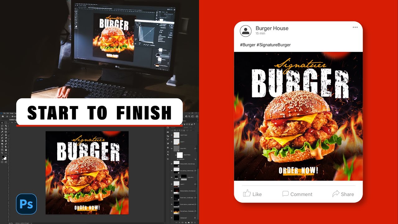 Food Banner Design in Adobe Photoshop - Social Media Banner Design