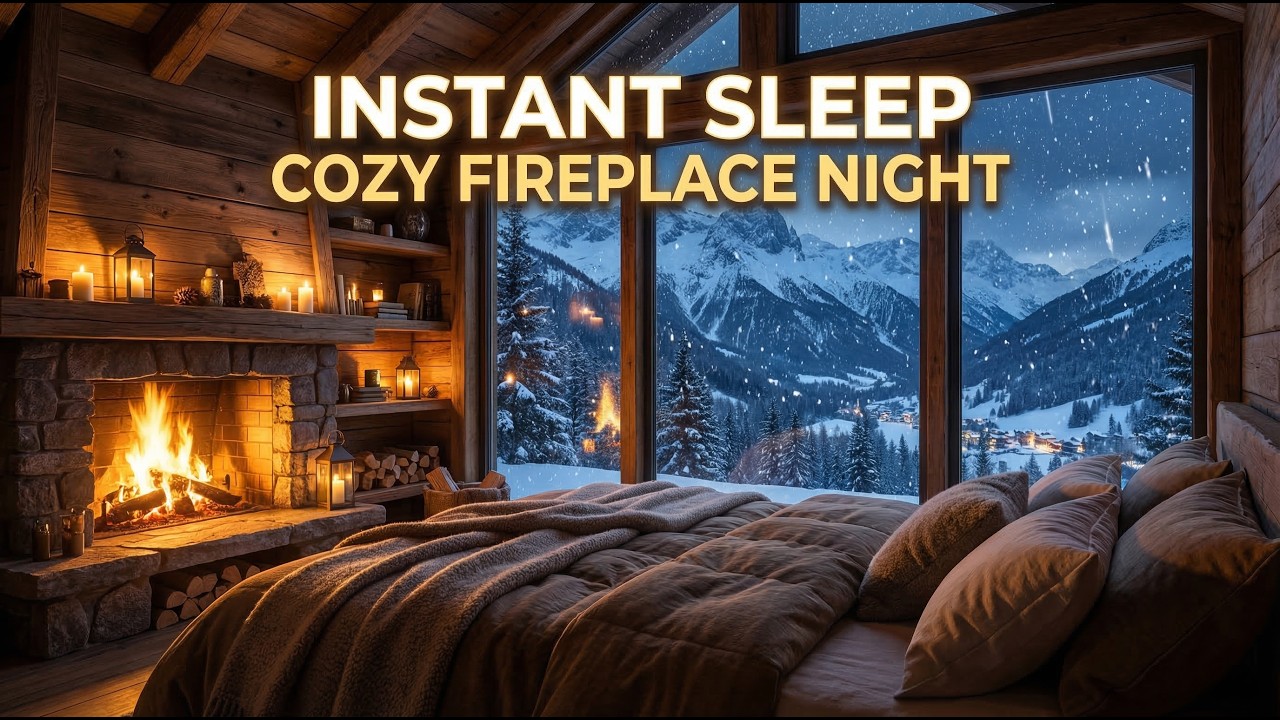 Peaceful Rain Sounds in Cozy Cabin with Fireplace  Night Relaxation