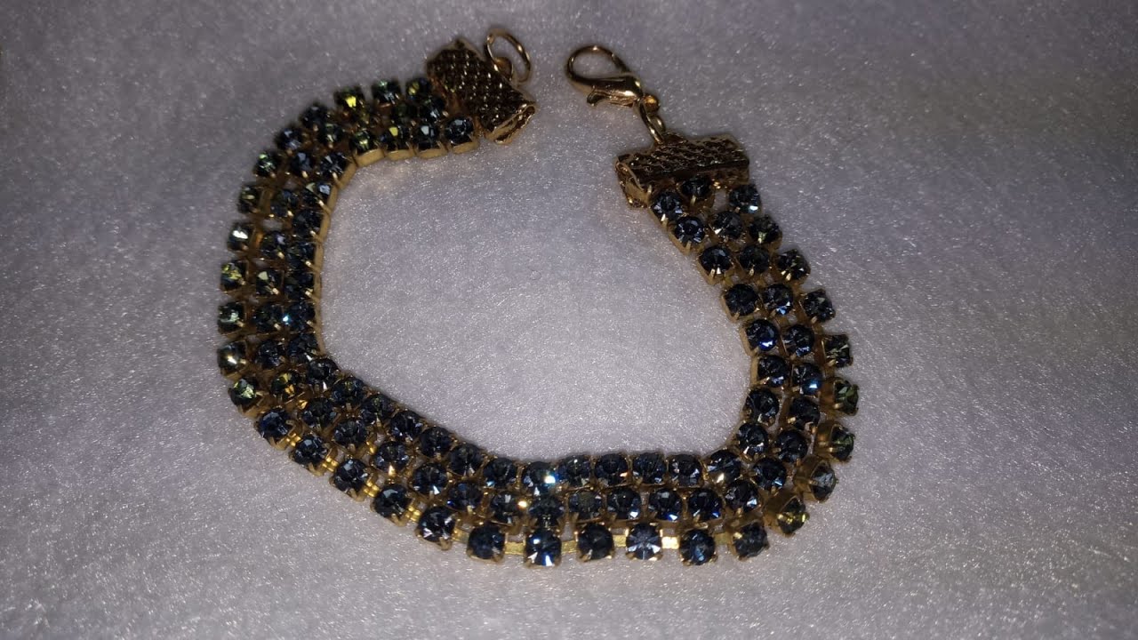 Como fazer Pulseira Tripla de Strass a Metro. Um Show de Pulseira e Super Rápido!!!