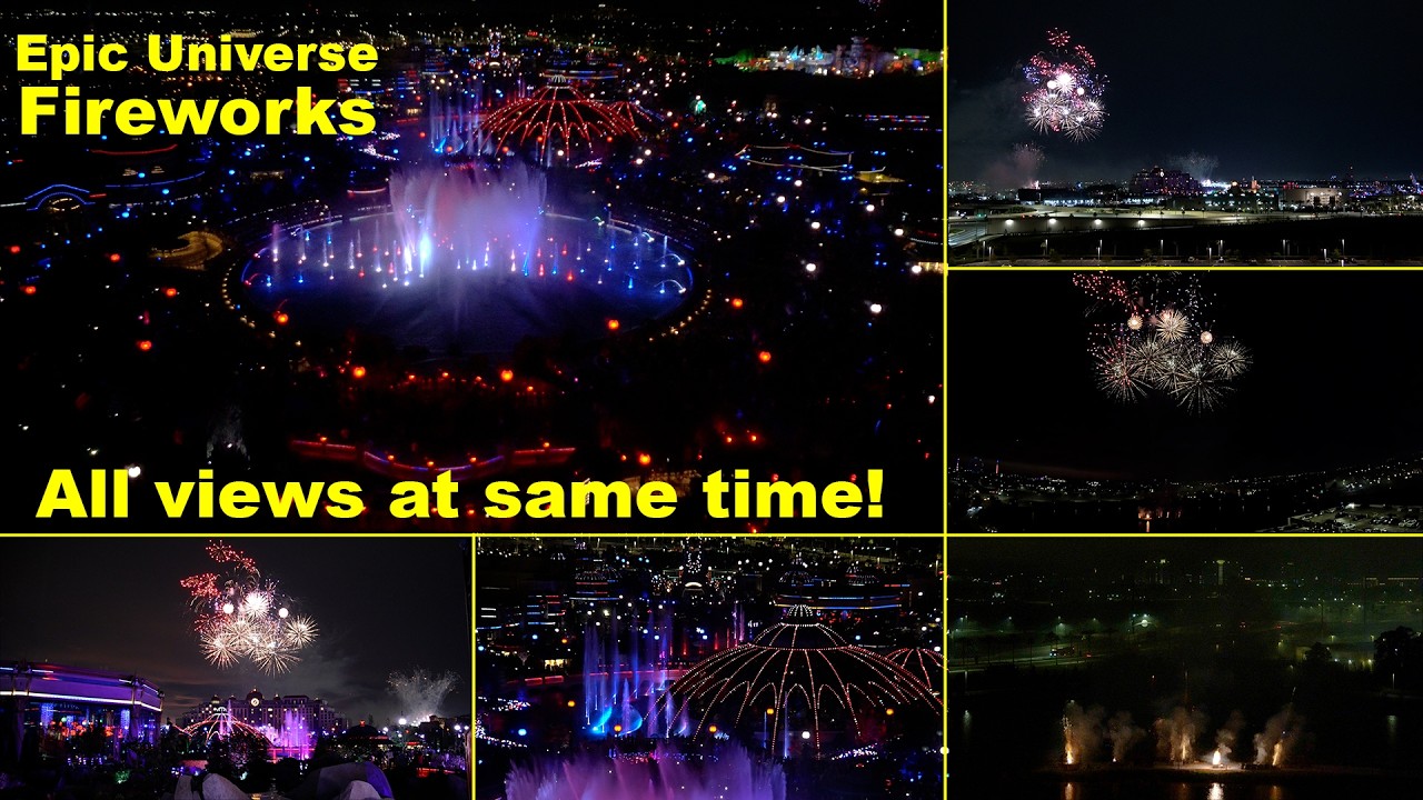 Must see! Epic Universe July 4 fireworks 6 views at once 4K