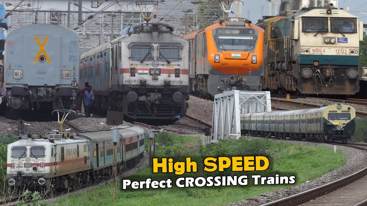 High SPEED Perfect Crossing TRAINS 9 | Diesel vs Electric | 750K Subscribers Special  IndianRailways