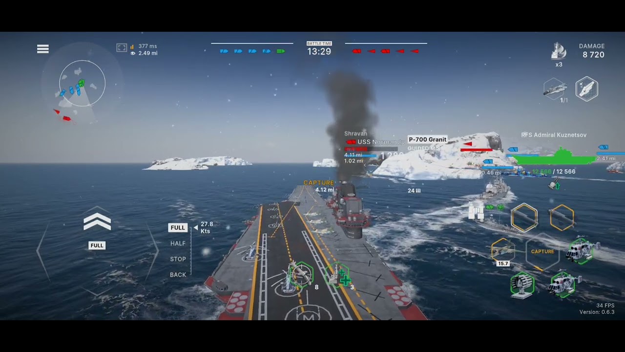 Warship Mobiles: RFS Admiral Kuznetsov 10th battle against enemies 