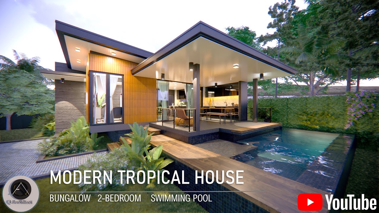 SMALL MODERN TROPICAL HOUSE DESIGN WITH SWIMMING POOL, AIRBNB CONCEPT VIDEO, TINY HOUSE DESIGN