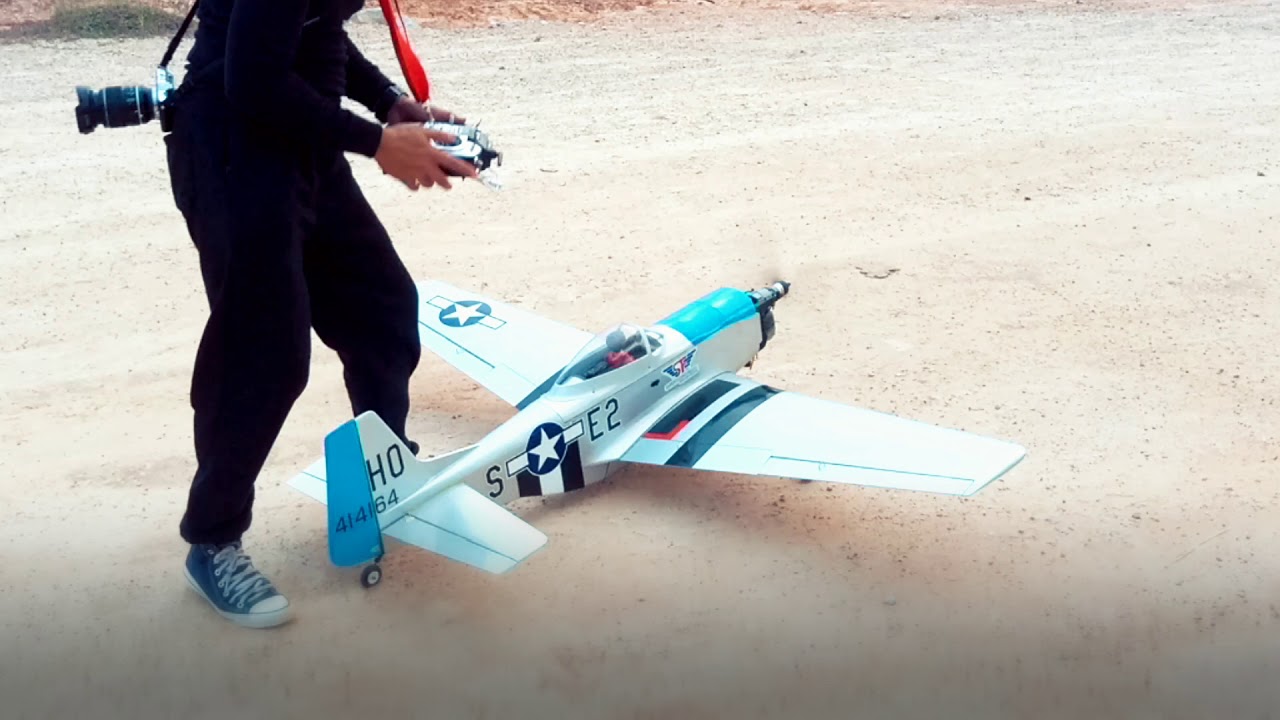 Maiden Flight P51 D Mustang with OS GT22 Petrol 22cc