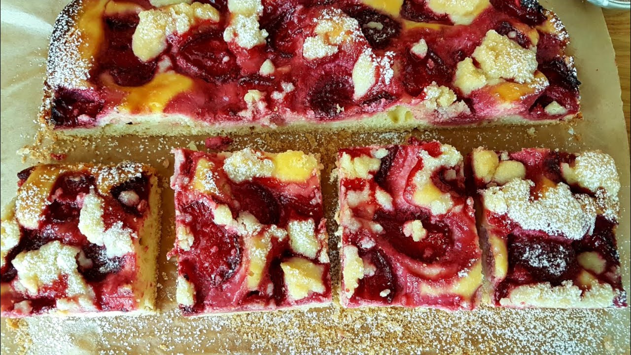 Ciasto ucierane z owocami i serem🍓🍒