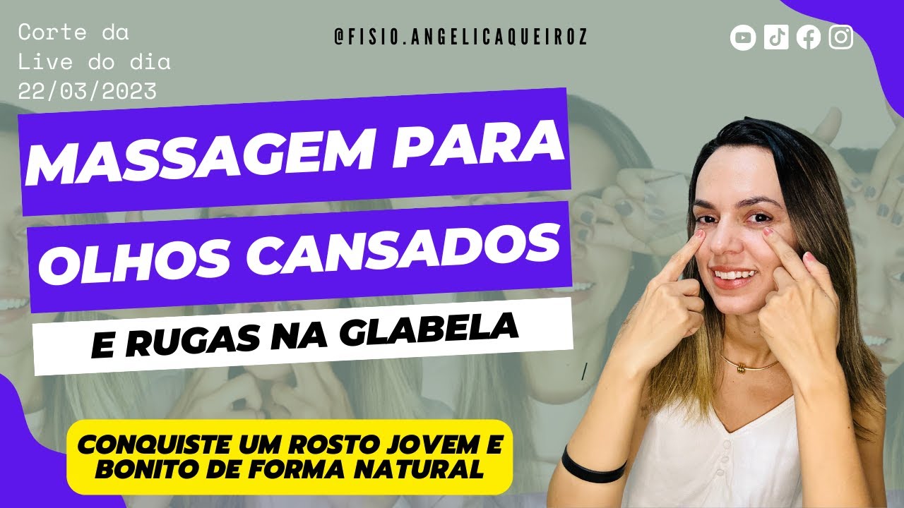 Automassagem para olhos cansados e rugas na glabela