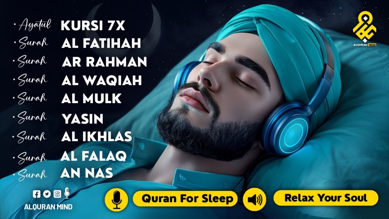 Beautiful Night Quran Recitation For Best Sleep | Al-Fatihah, Ayat Al-kursi, Yasin ,Ar-rahman, Mulk