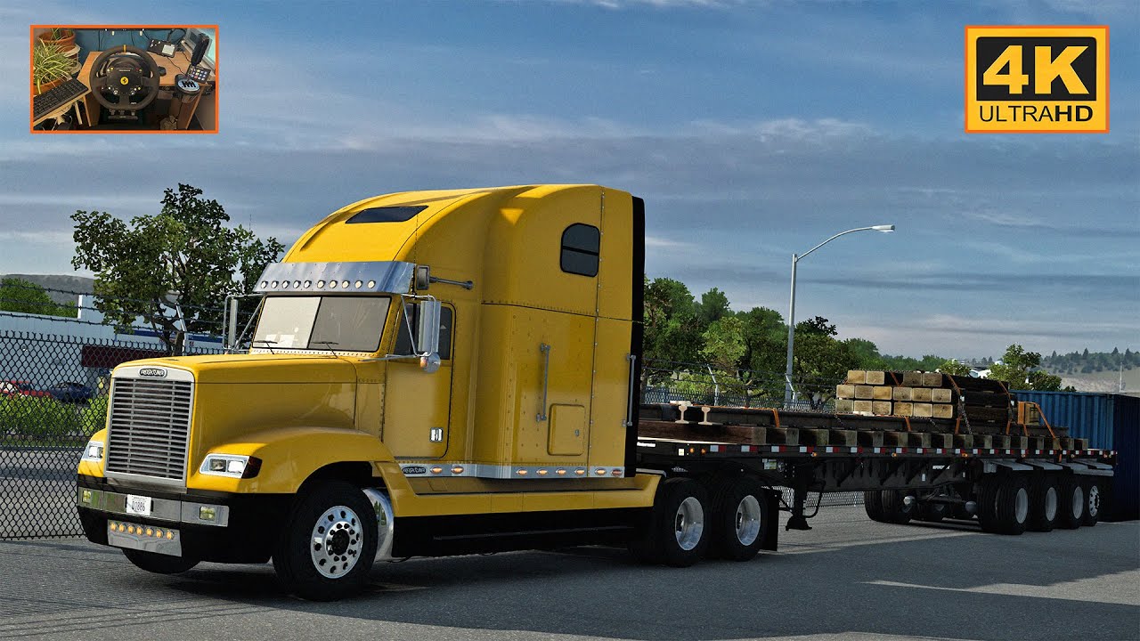 Freightliner FLD w/ with a CAT 3406B | Ogden - Casper | ATS Gameplay 4K + wheel cam