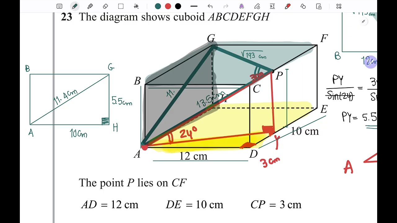 [Mock Exam Paper 1] Question 23 - 3D Trigonometry & Pythagoras - IGCSE Edexcel Maths