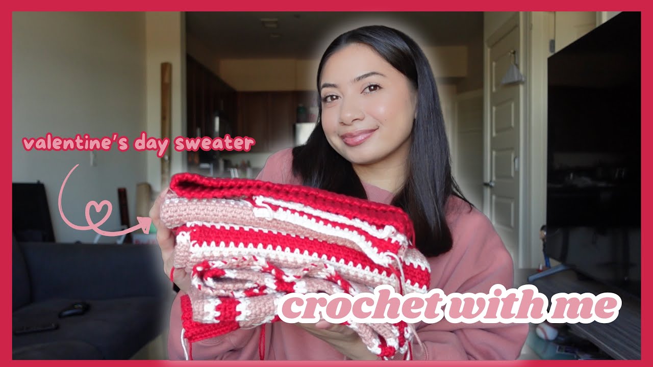 day 5 (final day 🥰) crochet valentine’s day sweater 💕