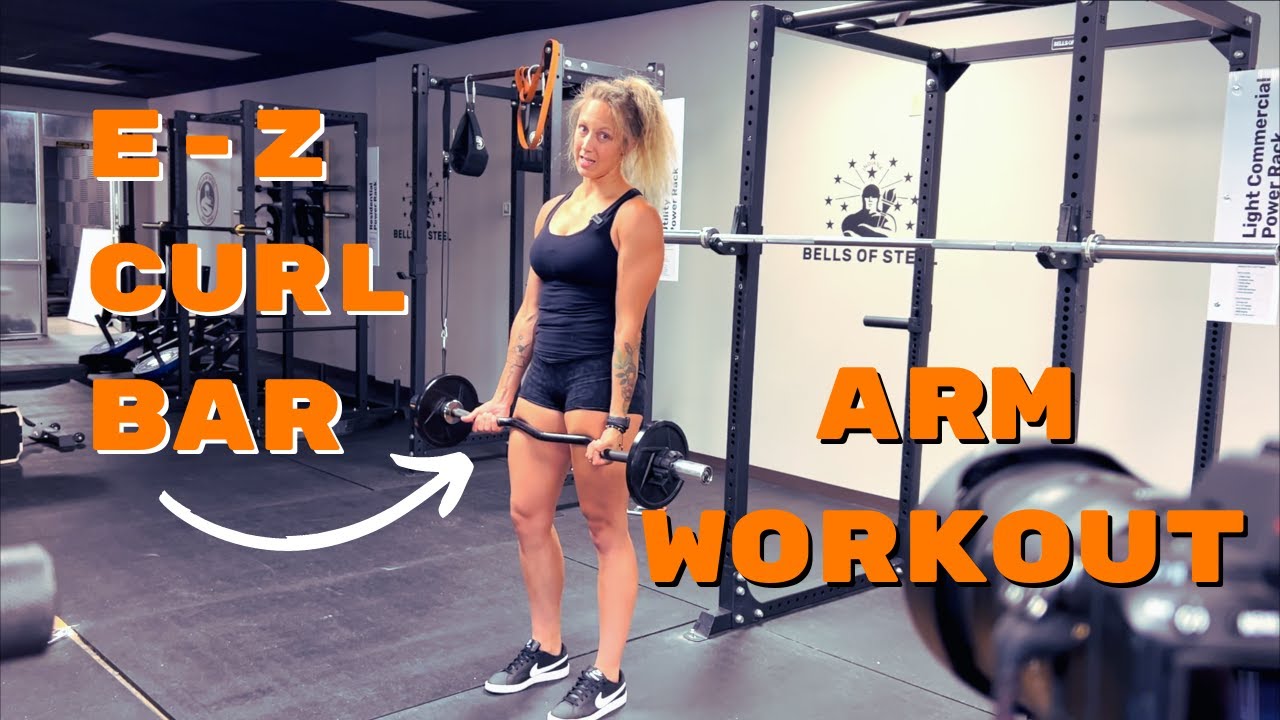 E-Z Bar Curl Workout Biceps and Triceps Standing and with a Bench