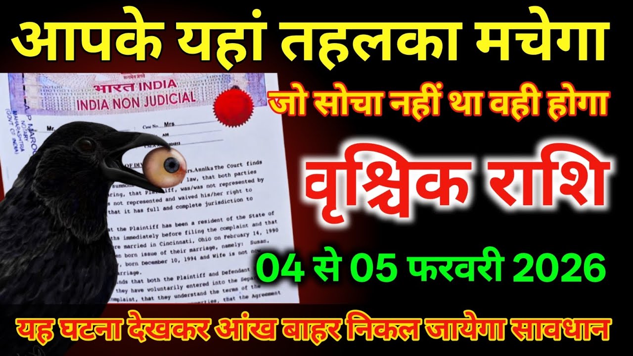 वृश्चिक राशि 04 से 05 फरवरी आपके यहां तहलका मचेगा जो सोचा नहीं था वही होगा /#vrishchikrashi  