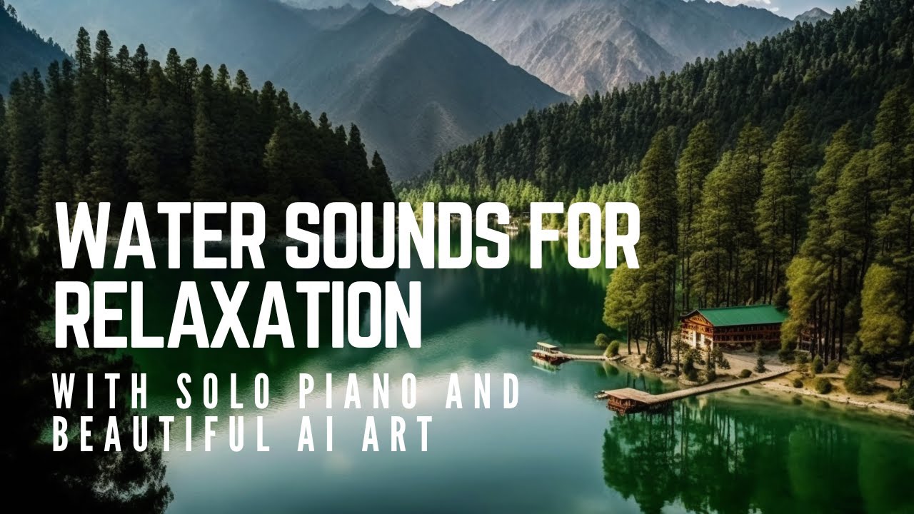 Water Sounds for Relaxation with Solo Piano and Beautiful AI-Generated Art