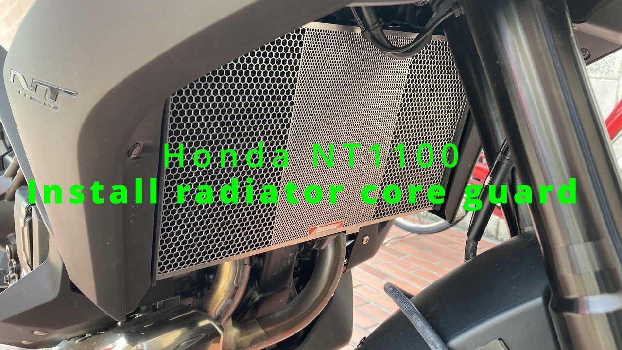 Installing radiator core guard for Honda NT1100. Made by Etching Factory .エッチングファクトリーのラジエターコアガード