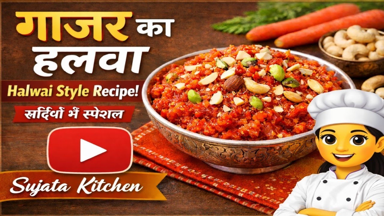 Gajar Ka Halwa Recipe | सर्दियों का स्पेशल गाजर का हलवा | Halwai Style Gajar Halwa | Sujata Kitchen