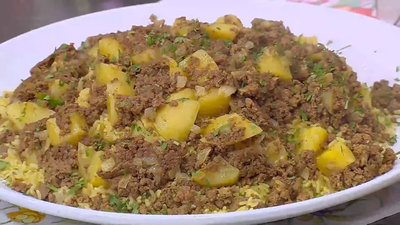 أرز بالبطاطس واللحمة | غادة التلي