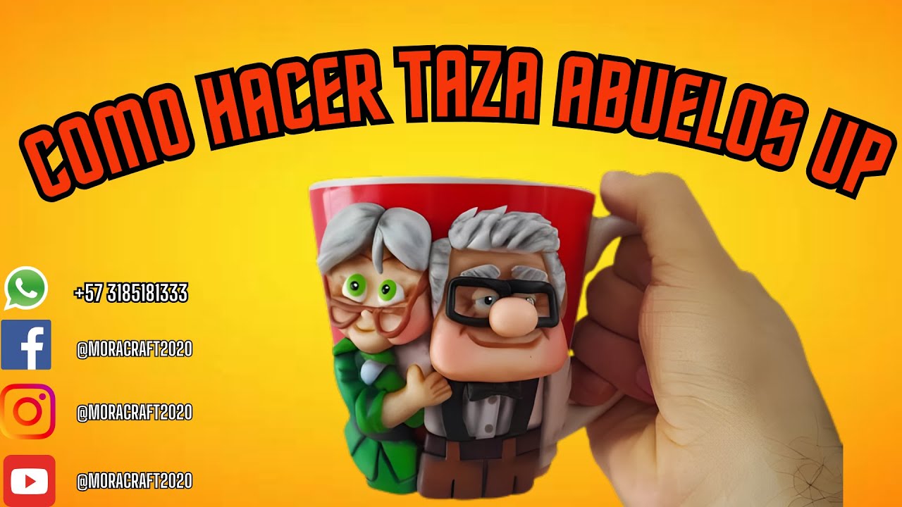 como hacer Taza ABUELOS UP-en Porcelana fría-moracraft