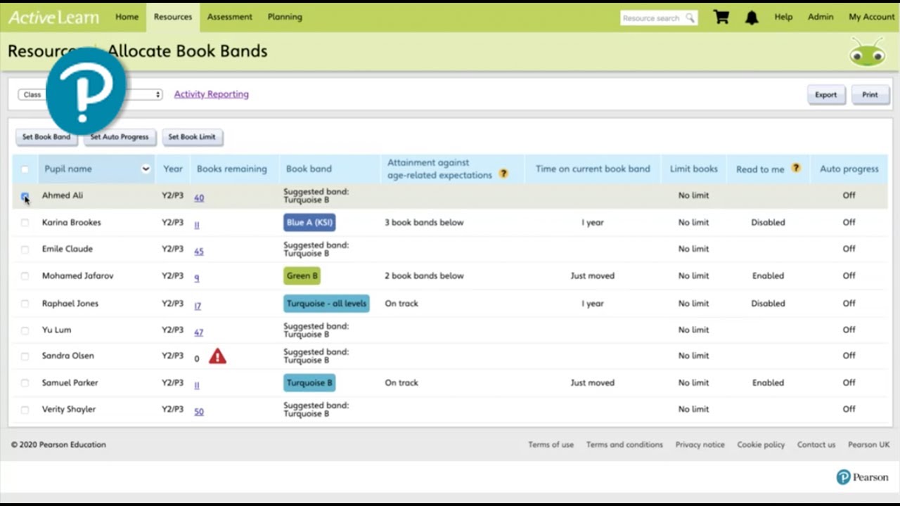 How to auto allocate book bands and set up notifications