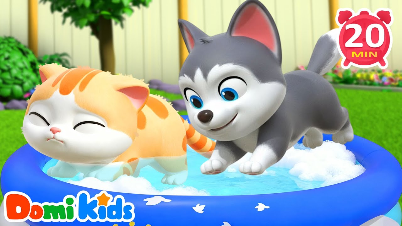 Let’s Give Our Pets a Bath!🛁🐱🐶| Cat & Dog | Animals for Kids | Nursery Rhymes | Animal Party