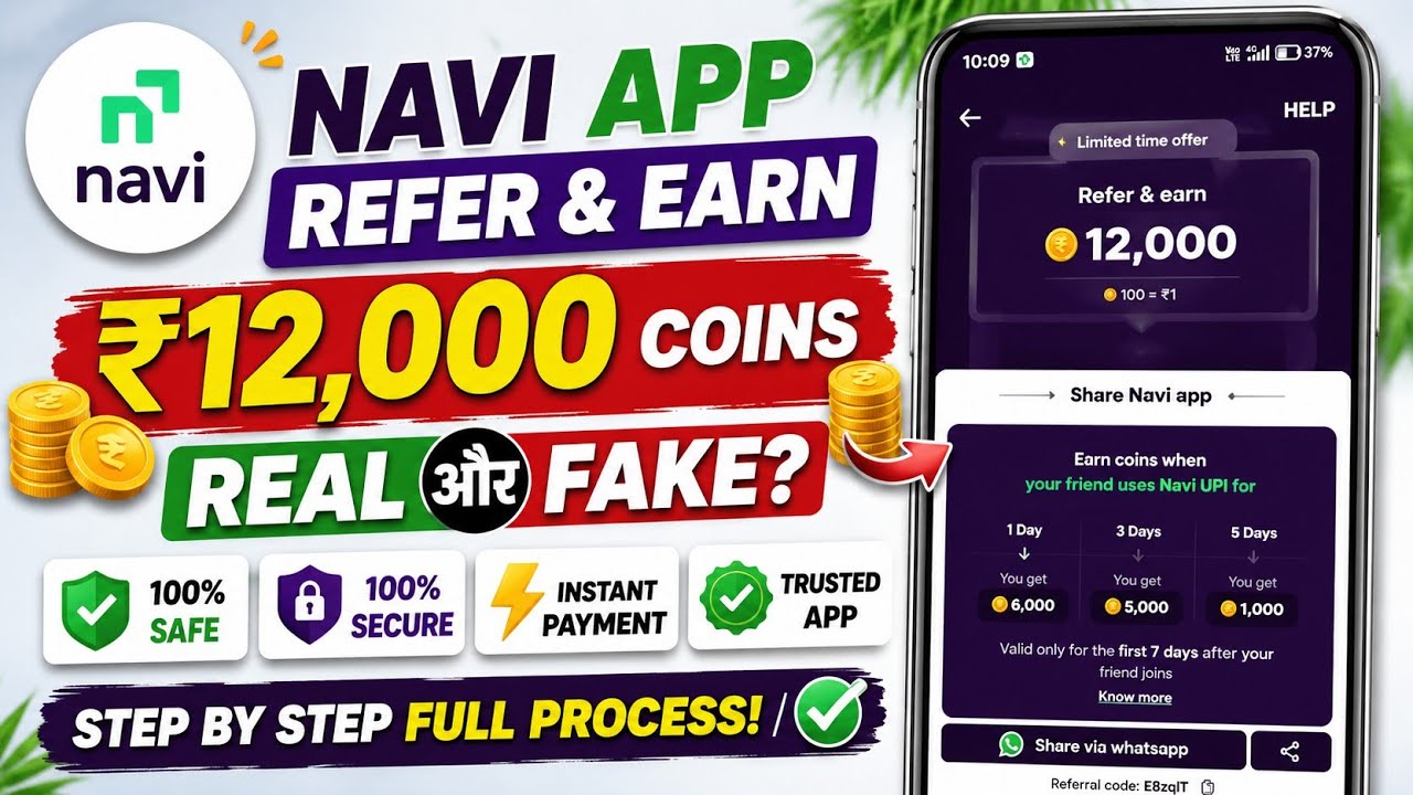 💸 Navi App Refer & Earn 2026 😱 | 12,000 Coins Real Ya Fake? Full Truth 