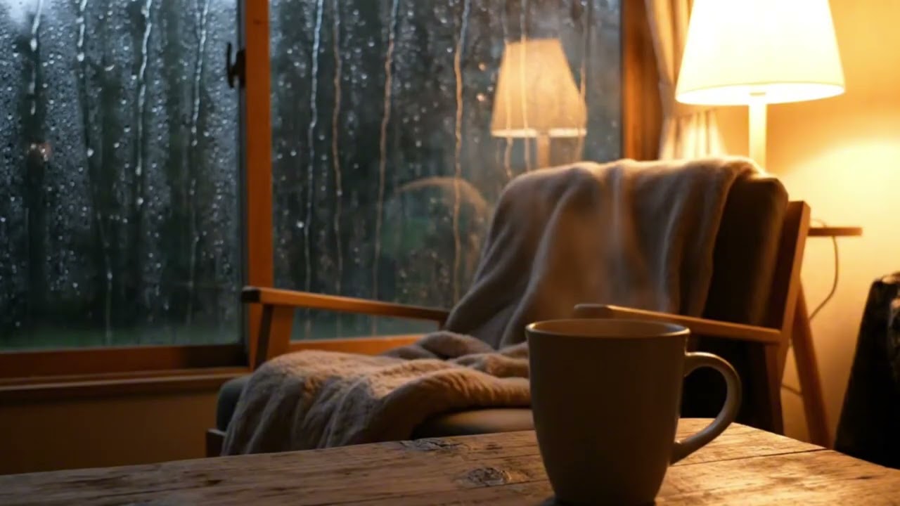 Warm Coffee by a Rainy Window | Cozy Night Ambience for Sleep & Relaxation