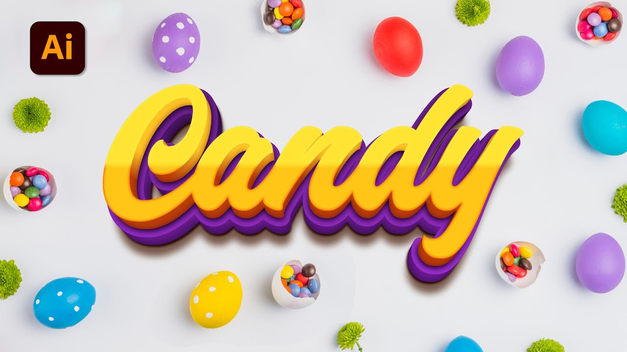 This is How to Create Unique & Modern Style 3D Text Effect in Illustrator   Candy Font Effect
