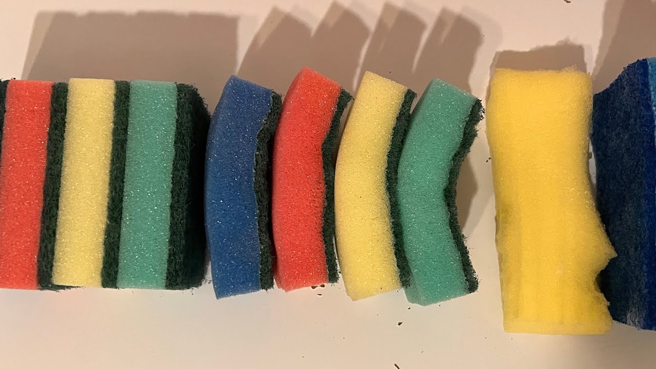 ASMR | 800 Subscriber Celebration 🎉 PART 2: Dry, Jelly, Wet, and Soapy Bulk Kitchen Sponge Rip 🌈 