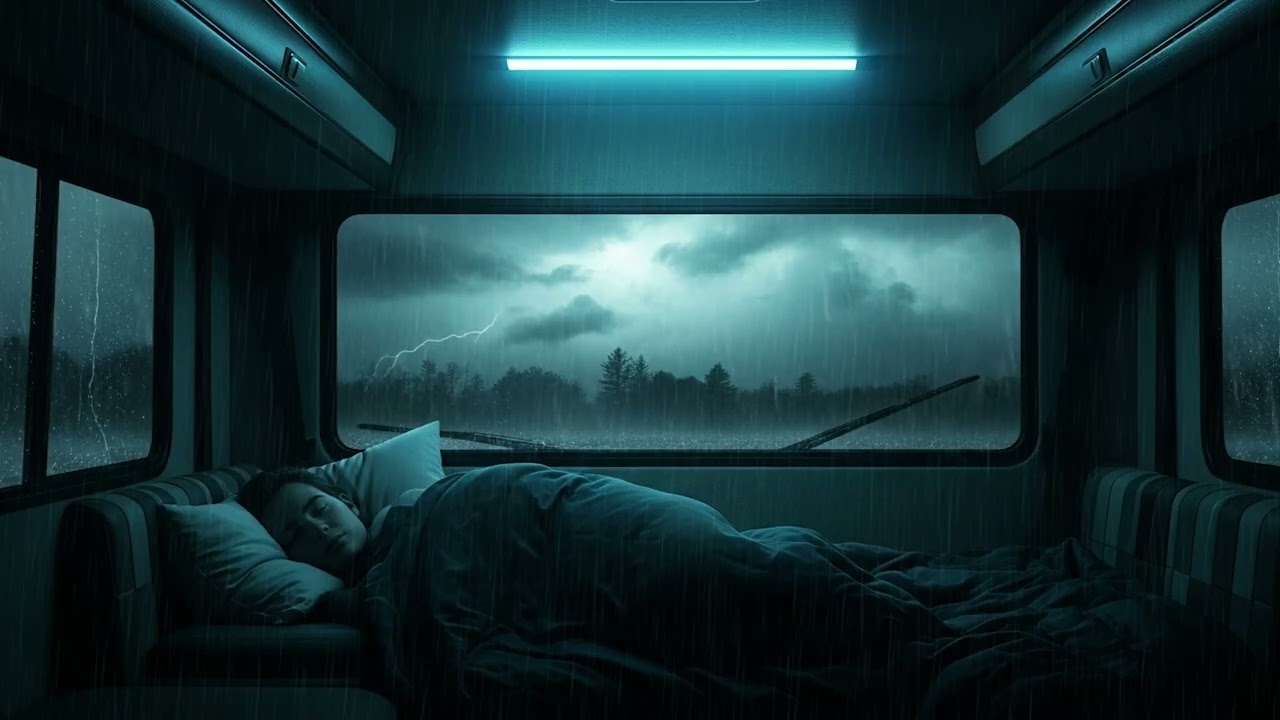 🚗 Thunderstorm in a Car Cabin | Cozy Rain Sounds, Deep Sleep Ambience, Night Drive Relaxation