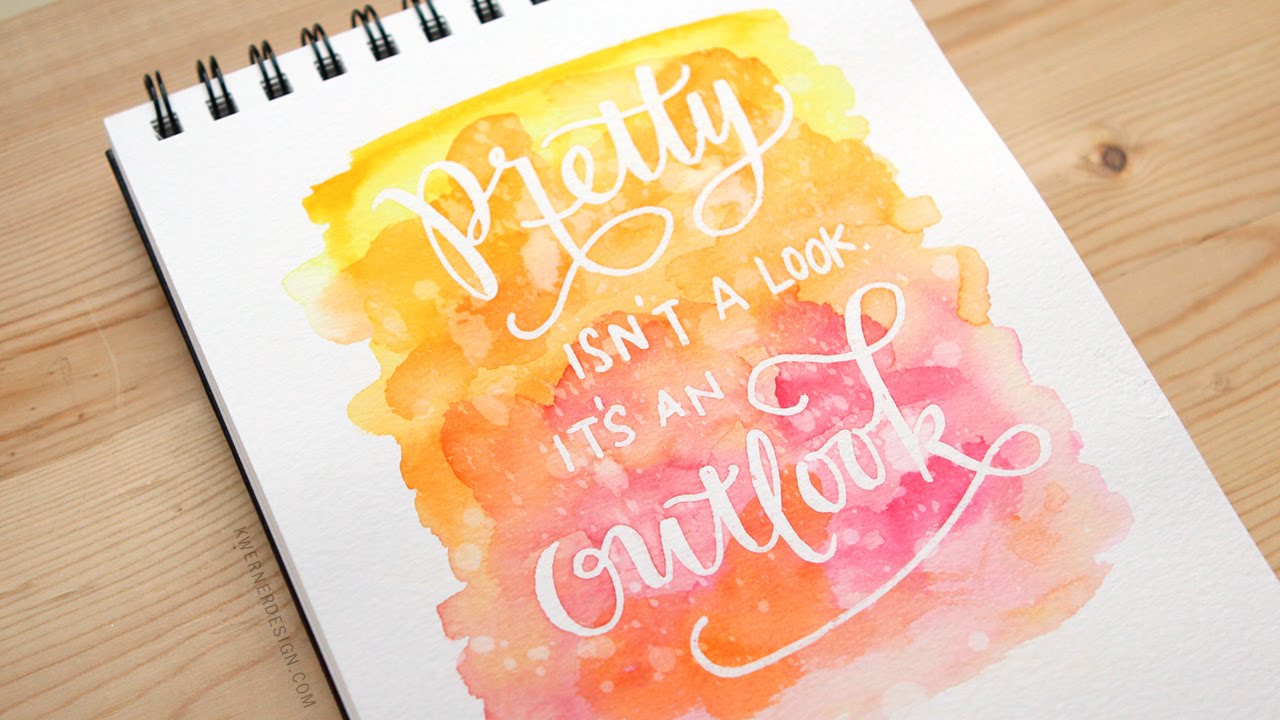 Masked Lettering with Watercolor Background