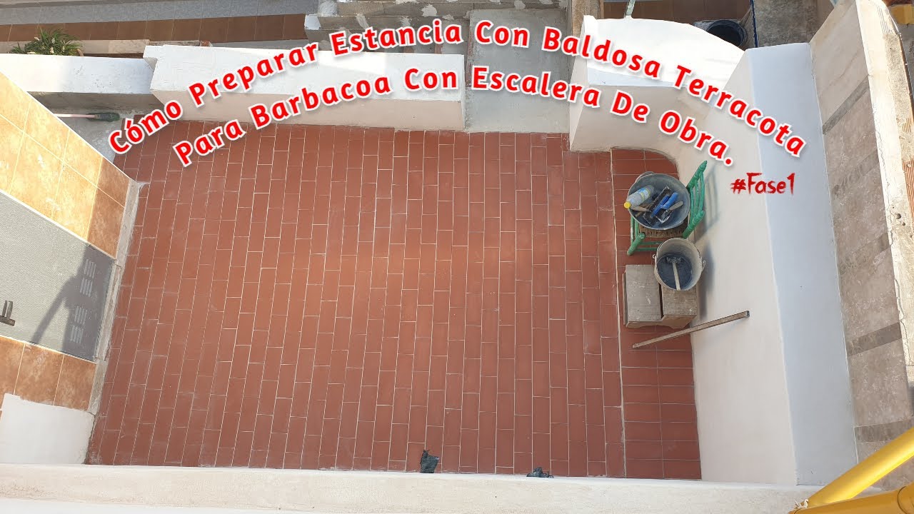 Cómo Preparar Estancia Con Baldosa Terracota Para Barbacoa Con Escalera De Obra.