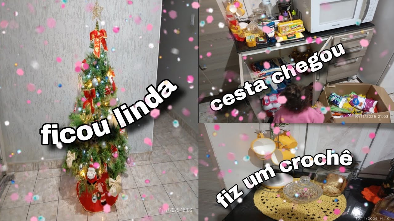 Montei a árvore de natal/marido pregou a cesta básica/fiz crochê/ vlog do dia