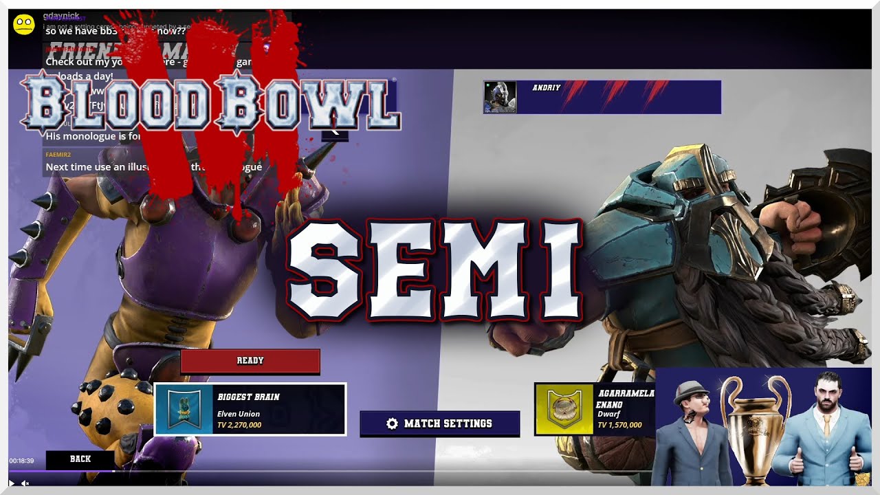 Blood Bowl 3 - Chalice Semi Final - GDayNick (Elven Union) vs. Andriy (Dwarf)