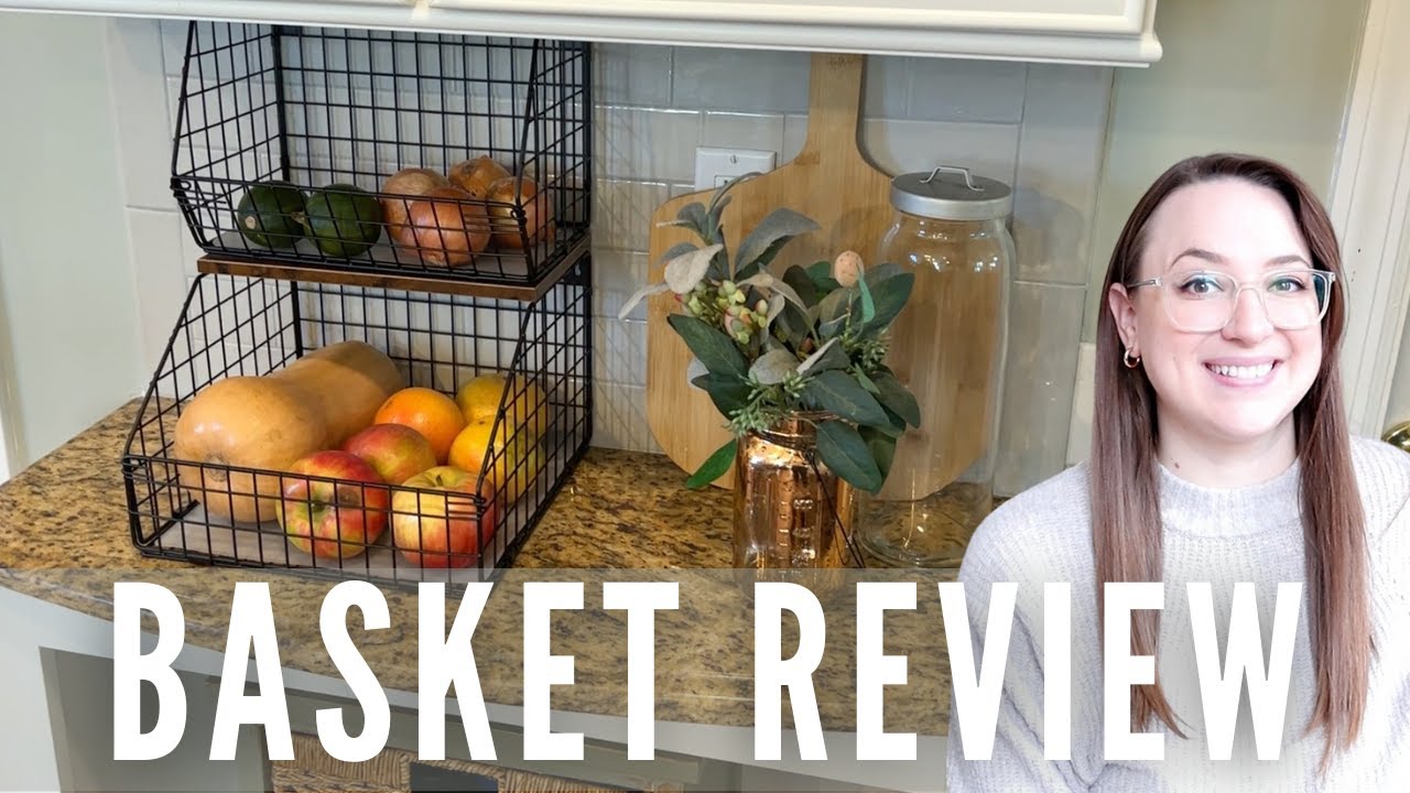 🍓Keep Your Kitchen Organized with this Fruit Basket 2-Tier Wire Basket with Wood Lid🍌🥔🧅