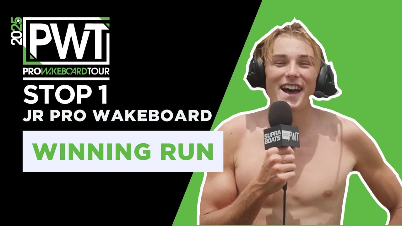 Победный заезд первого этапа юниорского профессионального вейкборд-тура 2025 года: Джетт Гибсон.